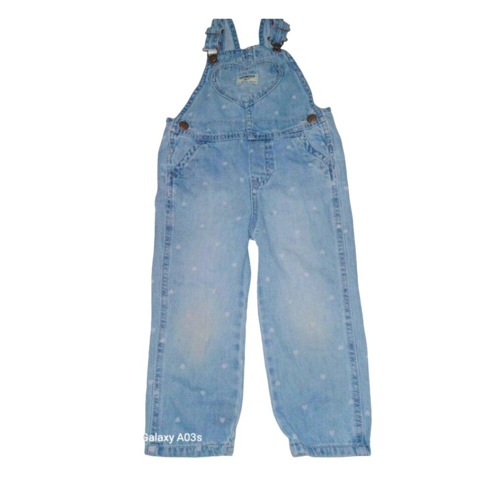 OshKosh B'gosh Toddler Girls' Heart Denim Overalls - Light Blue